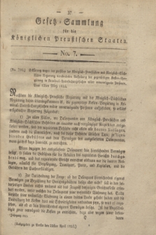Gesetz-Sammlung für die Königlichen Preußischen Staaten. 1823, No. 7 (22 April)