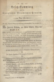 Gesetz-Sammlung für die Königlichen Preußischen Staaten. 1823, No. 13 (3 August)