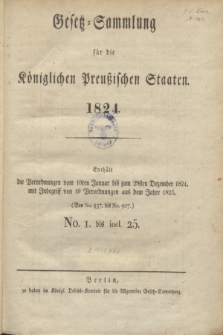 Gesetz-Sammlung für die Königlichen Preußischen Staaten. 1824, Spis treści