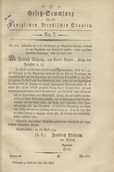 Gesetz-Sammlung für die Königlichen Preußischen Staaten. 1824, No. 7 (11 Mai)