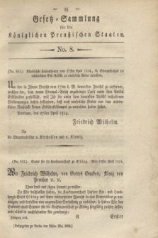 Gesetz-Sammlung für die Königlichen Preußischen Staaten. 1824, No. 8 (22 Mai)