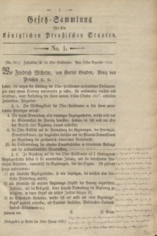 Gesetz-Sammlung für die Königlichen Preußischen Staaten. 1826, No. 1 (16 Januar) + wkładka