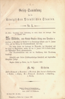 Gesetz-Sammlung für die Königlichen Preußischen Staaten. 1890, Nr. 1 (2 Januar)