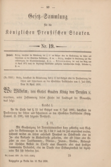 Gesetz-Sammlung für die Königlichen Preußischen Staaten. 1890, Nr. 19 (16 Mai)