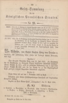 Gesetz-Sammlung für die Königlichen Preußischen Staaten. 1890, Nr. 21 (24 Mai)