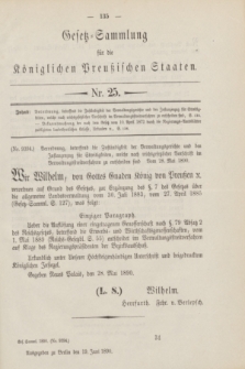 Gesetz-Sammlung für die Königlichen Preußischen Staaten. 1890, Nr. 25 (19 Juni)