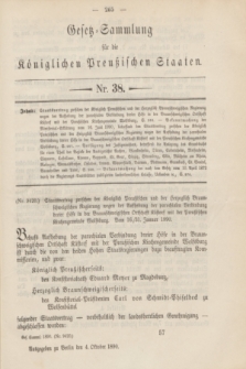 Gesetz-Sammlung für die Königlichen Preußischen Staaten. 1890, Nr. 38 (4 Oktober)