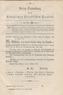 Gesetz-Sammlung für die Königlichen Preußischen Staaten. 1890, Nr. 39 (23 Oktober)