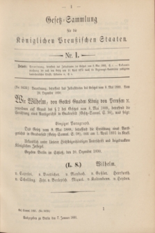 Gesetz-Sammlung für die Königlichen Preußischen Staaten. 1891, Nr. 1 (7 Januar)