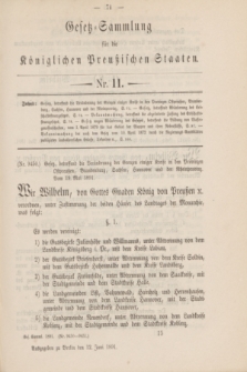 Gesetz-Sammlung für die Königlichen Preußischen Staaten. 1891, Nr. 11 (12 Juni)