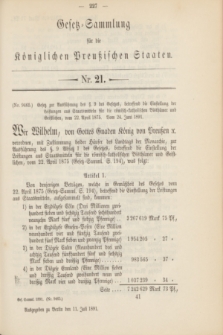 Gesetz-Sammlung für die Königlichen Preußischen Staaten. 1891, Nr. 21 (11 Juli)