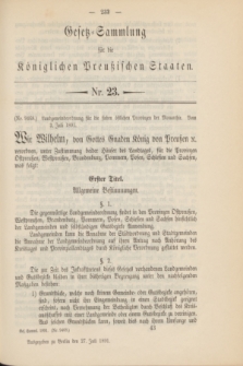Gesetz-Sammlung für die Königlichen Preußischen Staaten. 1891, Nr. 23 (27 Juli)