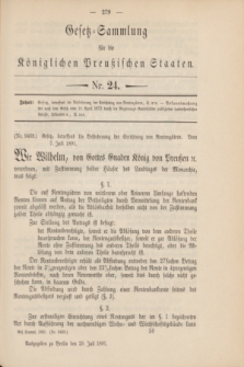 Gesetz-Sammlung für die Königlichen Preußischen Staaten. 1891, Nr. 24 (29 Juli) + dod.