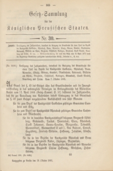 Gesetz-Sammlung für die Königlichen Preußischen Staaten. 1891, Nr. 30 (19 October)