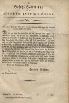 Gesetz-Sammlung für die Königlichen Preußischen Staaten. 1833, No. 1 (8 Februar)