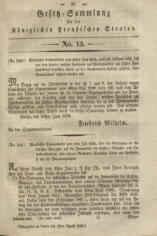 Gesetz-Sammlung für die Königlichen Preußischen Staaten. 1833, No. 13 (15 August)