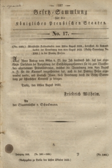 Gesetz-Sammlung für die Königlichen Preußischen Staaten. 1833, No. 17 (22 Oktober)
