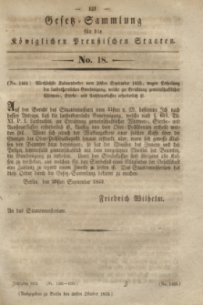 Gesetz-Sammlung für die Königlichen Preußischen Staaten. 1833, No. 18 (30 Oktober)