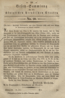 Gesetz-Sammlung für die Königlichen Preußischen Staaten. 1833, No. 20 (27 November)