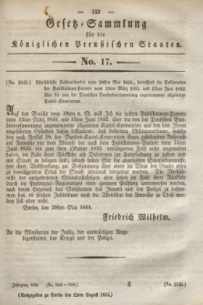 Gesetz-Sammlung für die Königlichen Preußischen Staaten. 1834, No. 17 (12 August)