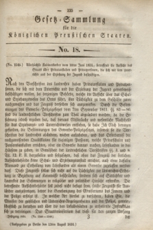 Gesetz-Sammlung für die Königlichen Preußischen Staaten. 1834, No. 18 (13 August)