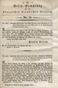 Gesetz-Sammlung für die Königlichen Preußischen Staaten. 1834, No. 19 (11 September)
