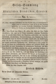 Gesetz-Sammlung für die Königlichen Preußischen Staaten. 1835, No. 1 (24 Januar)