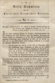 Gesetz-Sammlung für die Königlichen Preußischen Staaten. 1835, No. 7 (5 Mai)