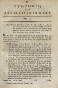Gesetz-Sammlung für die Königlichen Preußischen Staaten. 1835, No. 19 (11 September)