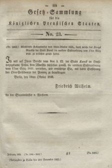 Gesetz-Sammlung für die Königlichen Preußischen Staaten. 1835, No. 23 (4 November)