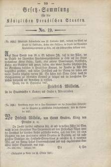 Gesetz-Sammlung für die Königlichen Preußischen Staaten. 1837, No. 19 (31 Oktober)