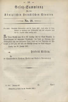 Gesetz-Sammlung für die Königlichen Preußischen Staaten. 1837, No. 20 (20 November)