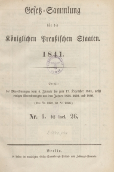 Gesetz-Sammlung für die Königlichen Preußischen Staaten. 1841, Spis treści