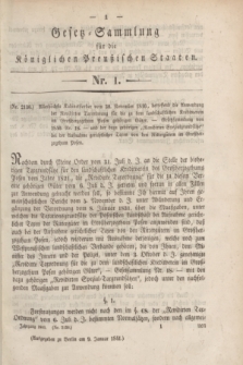 Gesetz-Sammlung für die Königlichen Preußischen Staaten. 1841, Nr. 1 (9 Januar)