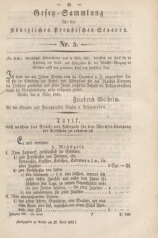 Gesetz-Sammlung für die Königlichen Preußischen Staaten. 1841, Nr. 5 (27 April) + dod.