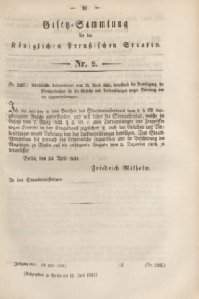 Gesetz-Sammlung für die Königlichen Preußischen Staaten. 1841, Nr. 9 (21 Juni)