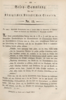 Gesetz-Sammlung für die Königlichen Preußischen Staaten. 1841, Nr. 13 (5 August)