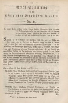 Gesetz-Sammlung für die Königlichen Preußischen Staaten. 1841, Nr. 14 (14 August)