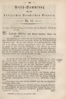 Gesetz-Sammlung für die Königlichen Preußischen Staaten. 1841, Nr. 17 (14 September)