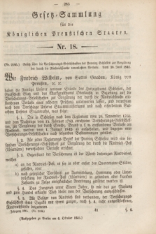 Gesetz-Sammlung für die Königlichen Preußischen Staaten. 1841, Nr. 18 (6 Oktober)