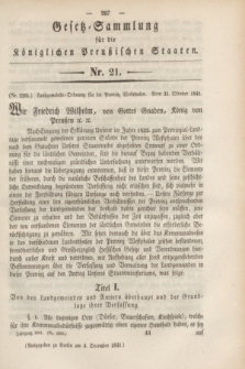 Gesetz-Sammlung für die Königlichen Preußischen Staaten. 1841, Nr. 21 (4 Dezember)