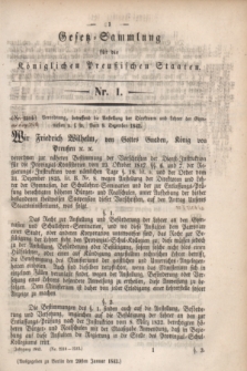 Gesetz-Sammlung für die Königlichen Preußischen Staaten. 1843, Nr. 1 (20 Januar)