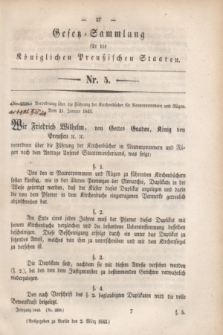 Gesetz-Sammlung für die Königlichen Preußischen Staaten. 1843, Nr. 5 (2 März) + wkładka