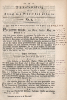 Gesetz-Sammlung für die Königlichen Preußischen Staaten. 1843, Nr. 6 (4 März)