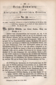 Gesetz-Sammlung für die Königlichen Preußischen Staaten. 1843, Nr. 22 (8 Juli)