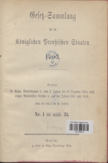 Gesetz-Sammlung für die Königlichen Preußischen Staaten. 1903, Spis treści