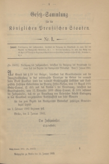 Gesetz-Sammlung für die Königlichen Preußischen Staaten. 1903, Nr. 1 (14 Januar)