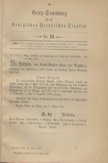 Gesetz-Sammlung für die Königlichen Preußischen Staaten. 1903, Nr. 10 (16 April)