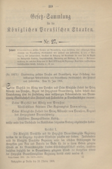 Gesetz-Sammlung für die Königlichen Preußischen Staaten. 1903, Nr. 27 (20 October)