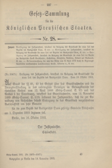 Gesetz-Sammlung für die Königlichen Preußischen Staaten. 1903, Nr. 28 (14 November)